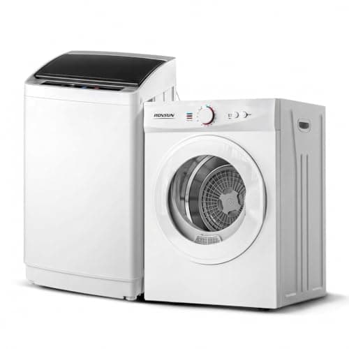 WashTower Stacked Smart Laundry Center 5.0 Cu.Ft. Front Load Washer & 7.4 Cu.Ft. Gas Dryer in Black Steel w/Steam