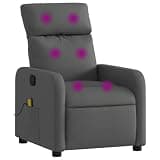 KTPRTOCK Manual Reclining Massage Chair with 6 Massage Points, Dark Grey Fabric Recliner with Side Pocket, 135-Degree Tilt