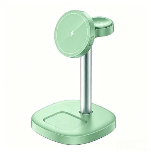 GETPALS Mag Charger iPhone Charging Station: 3 in 1 Qi2 Certified 15W Wireless Magnetic Charger Stand for Apple iPhone 17/17e/16/15/14/13/12 - iWatch for Night Stand Desk - Green