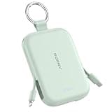 RORRY CharmGo Portable Charger, 5000mAh Portable Charger Power Bank with Built-in Cables, Travel Keychain Charger Battery Pack for iPhone 17/16/15/14/13/12, for AirPods 2/3/4/Pro, Green