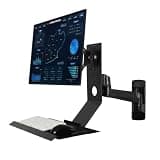 Monitor and Keyboard Wall Mount, 360° Rotation Foldable Stand-Up Workstation with Keyboard Tray & CPU Holder, Ultrawide Mechanical Monitor Bracket Fits 15-27 Inch Monitors(Black,45x21cm)