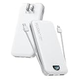 Portable Phone Charger, 10000mAh PD20W Fast Charging Power Bank with Built-in Cables & Wall Plug, External Battery Bank with LED Display, Travel Essential Battery Pack for iPhone, iPad, Samsung White