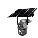 OCRLVZFYQGMK 4G Solar Camera Outdoor Dual Lens 8MP 4K WiFi PTZ IP Security Camara with Solar Panel CCTV Built in Battery Auto Tracking Cam(WiFi Cam Add 32G)