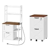 HOOBRO File Cabinet and File Cabinet Bundle, Wooden Farmhouse Office Storage Cabinet, Storage Cabinet fits Letter/A4 Size, WH74UWJ01-WH66WJ01