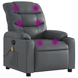 UBVNFGMK Manual Recliner Chair with 6 Point Vibration Massage, Gray Faux Leather 135 Degree Tilt Recliner with Cup Holders and Side Pocket