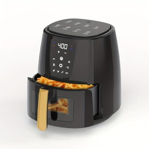 6.3 QT Large Digital Air Fryer with 8-in-1 Functions with EvenCrisp Technology,With Viewing Window For Kitchen Use,Nonstick Made,Touchscreen Display,180-400F,Black