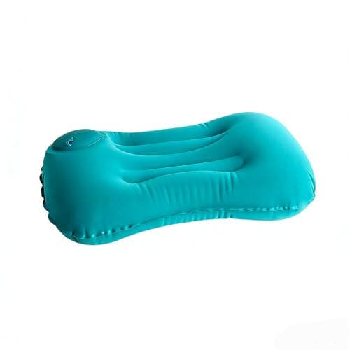 Press-Type Inflatable Waist Pillow Cushion for Sleep, Helps Relieve Pressure on the Neck and Waist. Comes with an Eye mask, earplugs and a Storage Bag. (Peacock Green)