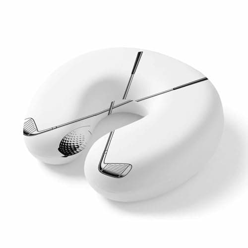 Yaiikkvbaa Golf Ball Neck Pillow Memory Foam U Shaped Travel Pillow, Minimalist Golf Club Abstract Simple Retro Neck Support Pillows Decorative Headrest Cushion for Airplane Sleeping Car Office