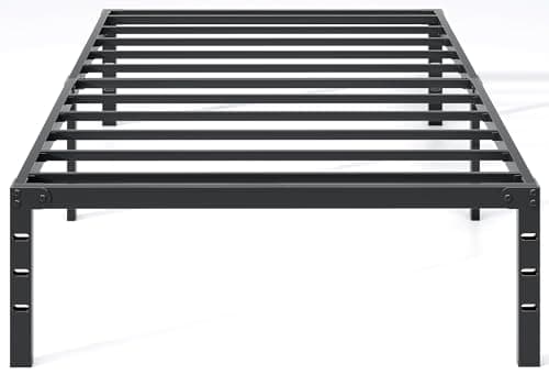 NEW JETO Metal Bed Frame,Twin XL Size Bed Frame with Storage Space,Heavy Duty Sturdy Mattress Foundation,Easy Assembly,No Box Spring Needed, Black,12 Inch,Twin XL