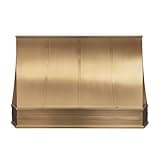 Brass Range Hood Wall Mount 54'' W, 48'' H, 21'' D, CT Copper Tailor Custom Handmade Metal Kitchen Vent Hood, With 4-Speed Exhaust Fan & LED Light,BSRH-32-3MTR
