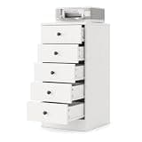 TUSY Mobile File Cabinet, 5-Drawer Storage Cabinet, Vertical Storage Organizer Chest for Home Office, Craft Room, Bedroom, Study, White