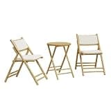 KTPRTOCK Bamboo Folding Bistro Set 3 Pieces with Cushions