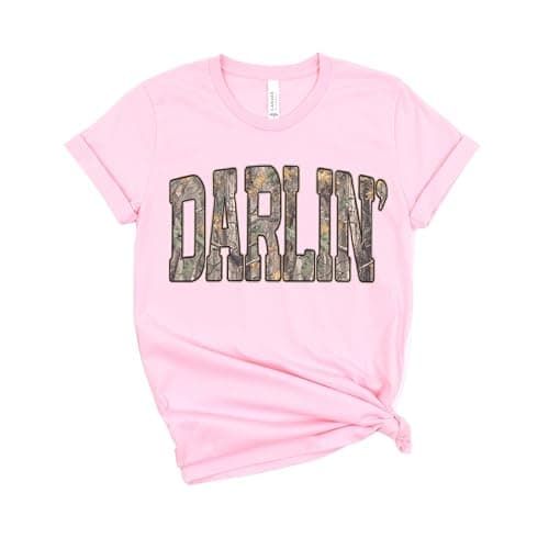 Darlin Camo Shirt for Women – Southern Country Girl Camouflage Graphic Tee, Hunting Style Darlin Shirt, Cute Country Lifestyle Shirt