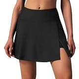 Women's Cycling Skirts 4D Padded Bike Shorts High Waisted Biking Skort Side Slit Bicycle Riding Skorts with Pockets Black M