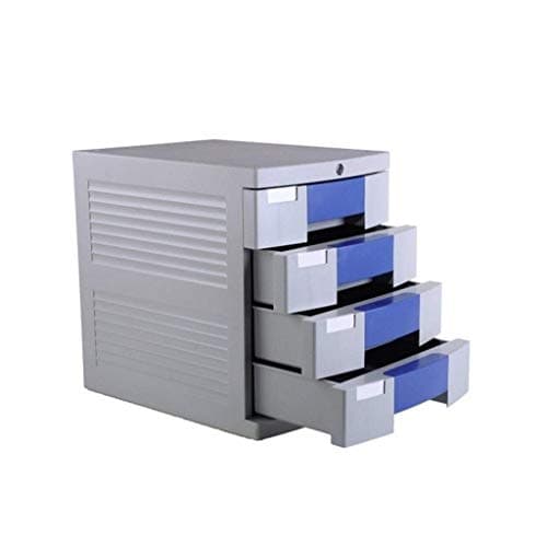 Desktop File Cabinet, 4-Layer Data Storage Box, with Lock, PP Plastic Material