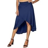 CAOQAO High Waist Maxi Skirt with Slit Ruffle Wrap Skirt Trendy Flowy Skirts for Women Long Skirts with Shorts Underneath(Navy, L)