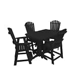 Keystone Amish Co. Poly Composite Thompson Adirondack 5-Piece Counter Height Dining Set with 4' Table, Black