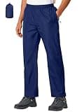 UIQUR Mens Rain Pants Waterproof Pants Lightweight Packable Half Leg Zip Pant Cuffs for Hiking Fishing Golf (Navy Blue,34W x 30L)