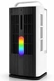 XAMATTS Portable Air Conditioner with Remote Control, 1700ml Evaporative Cooler with 7 Color LED Lights, 120° Oscillating Mini Air Conditioner with 3 Speeds & 7H Timer for Bedroom, Office Indoor Use