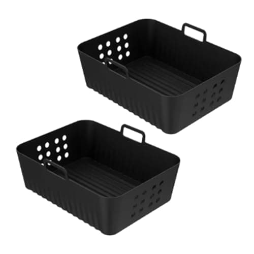 Air Fryer Silicone Liners，Compatible For Ninja，SL400 SL401 Double Stack XL Basket Reusable Air Fryer Baking Tray(2pcs)