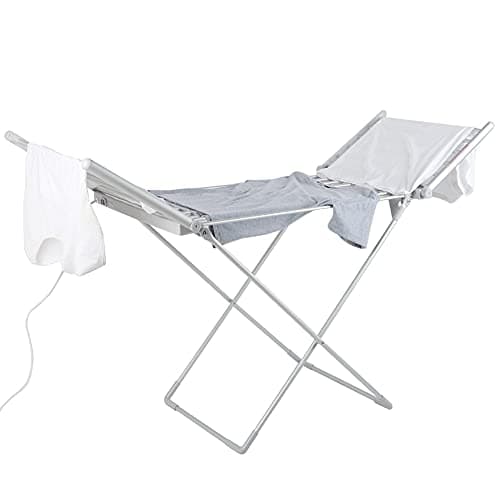 XYIANG Electric Heated Clothes Dryer Rack, Indoor Foldable Standing Clothes Airer with 45-55℃ Constant Temperature Heating, Electric Clothes Shoes Drying Rack for Home Apartment