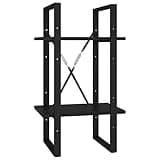 KGHFDVB 2-Tier Book Cabinet Black, Engineered Wood Bookshelf with 2 Shelves for Home Office, Small Bookcase for Books and Decorative Items