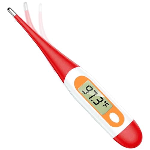 Basal Thermometer for Adults with 10 Seconds Fast Reading, Digital Thermometer (Red+Orange)