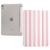 PGHHCLY for iPad Air 11-inch M4 2026 M3 2025 M2 2024, iPad Air 5th 2022 / 4th Gen 2020 10.9-inch, Slim Foldable Stand Hard PC Translucent Back Shell Smart Cover - [Auto Wake/Sleep]-Pink Stripes