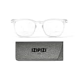 IZIPIZI READING #E Eye Glasses, Crystal - Designed in Paris - Stylish Readers for Men & Women with Anti-Scratch Treatment - Corrective Eyeglasses, +1.0 Magnification (+1 to +3 Diopters)