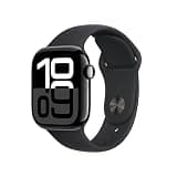 Apple Watch Series 10 [GPS 42mm case] Smartwatch with Jet Black Aluminum Case with Black Sport Band - S/M. Fitness Tracker, ECG App, Always-On Retina Display, Water Resistant