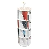 NAIXING 4-Tier White Bookcase Storage Organizer with 16 Compartments Rotating 360° Silent for Kids Room Adjustable Height Durable