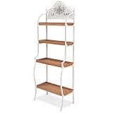 Makastle 4-Shelf Freestanding Shelving Unit, Wood and Steel, Floor Mount, Etagere Shelf, 23.2" x 13.8" x 66.1", Rectangular