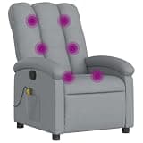 UERNGFTKM Manual Reclining Chair with 6 Massage Points, Light Gray Fabric, 135 Degree Recline, Side Pocket, USB Powered Vibration Massage Recliner for Living Room