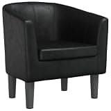 KTPRTOCK Modern Black Faux Leather Tub Chair with Sturdy Plywood and Pinewood Frame, Thickly Padded Seat and Armrests for Living Room, Bedroom, or Office
