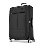 Samsonite Soft-Sided 29-Inch Lightweight Large Checked Expandable Element Suitcase: Durable, 360° Spinner Wheels, Adjustable Telescopic Handle, 2 Front & 1 Side Pocket- Black