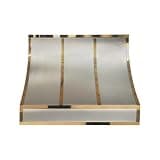 CHETTO C Wall Mount Range Hood, Stainless Steel with Polished Gold Accent Strips, 4-Speed Built-in Stove hood, Dishwasher-Safe Filters, LED Lights, Decorative Curved Kitchen Vent Hood 60"W x21"D x18"H