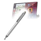 BoxWave Stylus Pen Compatible with Topexplore ?RC07 Carplay Screen for Car (9 in) - DualTip Capacitive Stylus, Fiber Tip Disc Tip Capacitive Stylus Pen - Metallic Silver