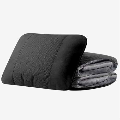 CXZTY 3-in-1 Car Lumbar Support Blanket for VW Taigo Touran Tiguan CC Beetle Passat Jetta B6 B7 B8, Car Seat Pillow Blanket for Long Drives Travel Air Conditioning Blanket,Black