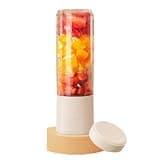 Plastic Portable Blender With Lid 6 Blades Electric USB Mini Juicer Blender For Kitchen Office Travel Gym 500ml/17.5oz(Pale Red)
