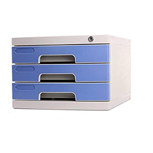 SDVantage Flat File Cabinet, Drawer Organizer 2/3/4 Layers, with Lockable Environmentally Friendly Plastic-Blue (A)