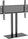 TV Bracket, Table Top TV Stand, Tabletop TV Base with Black Tempered Glass Base and Height Adjustable Mount, Fits 37-70inch LED Screen Display TV Mount TV Stand
