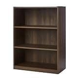 3-Shelf Bookcase with Adjustable Shelves, Canyon Walnut Freestanding Open Bookshelf, Wooden Storage Display Shelf for Living Room Bedroom Home Office