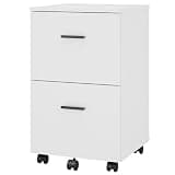 Panana 2 Drawer Mobile File Cabinet, Wood Rolling Filing Cabinet Printer Stand Under Desk Storage Organizer Fits Letter Size File Folders for Home Office (White)