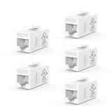 VCE UL Listed CAT6 Keystone Coupler PoE, White, 5-Pack