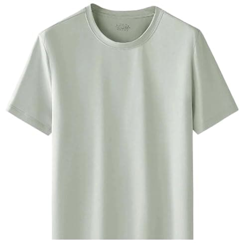 Men Mercerized Cotton T-Shirt Smooth Anti Wrinkle Breathable Casual Tee