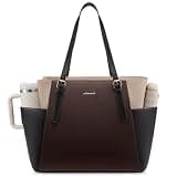 LOVEVOOK Laptop Tote Bag for Women With Large Cup Holder, Leather Work Tote Bag for Women,15.6 Inch Professional Computer Briefcase Business Teacher Commuter Shoulder Bag,Office Travel Gift