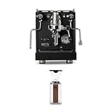 Diletta Bello+ Espresso Machine (Black) & Rocket Giannino Espresso Grinder (Chrome/Wood) Bundle | E61 Group, PID Temperature Control, Shot Timer & 55mm Stepless Grinder