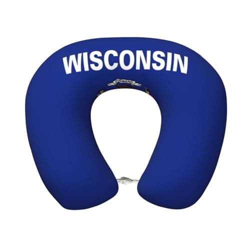 UUIKLPOL Wisconsin State Flag Print Custom U-Shaped Pillow,Portable U Shaped Pillow for Home,Office,Camping,Travelling and Sleeping
