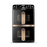 Philips Airfryer 4000 Series Stacked Dual Basket, Stacked Air Fryer with 2 Baskets, 10L, RapidAir Technology, 45% Less Space Required, PFAS Free Ceramic Coating, Viewing Window (NA462/70)