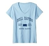 Women's Retro Dell Rapids South Dakota SD Souvenir Throwback Navy V-Neck T-Shirt